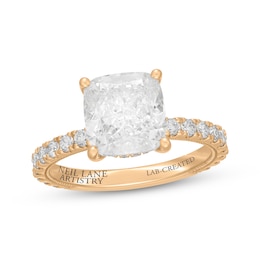 Neil Lane Artistry Cushion-Cut Lab-Grown Diamond Engagement Ring 4-5/8 ct tw 14K Yellow Gold