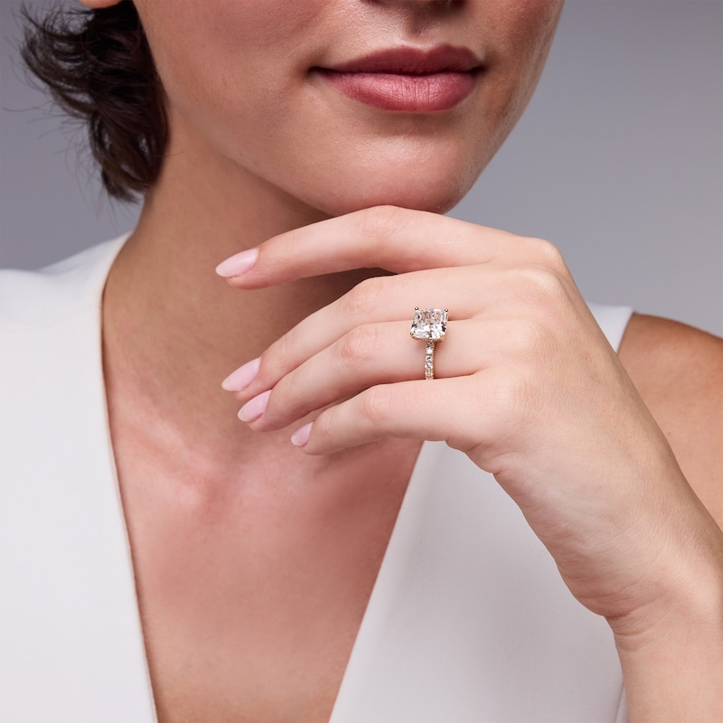 Main Image 4 of Neil Lane Artistry Cushion-Cut Lab-Grown Diamond Engagement Ring 4-5/8 ct tw 14K Yellow Gold
