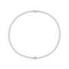 Thumbnail Image 1 of Emerald-Cut Swiss Blue Topaz & White Lab-Created Sapphire Necklace Sterling Silver 17.72&quot;