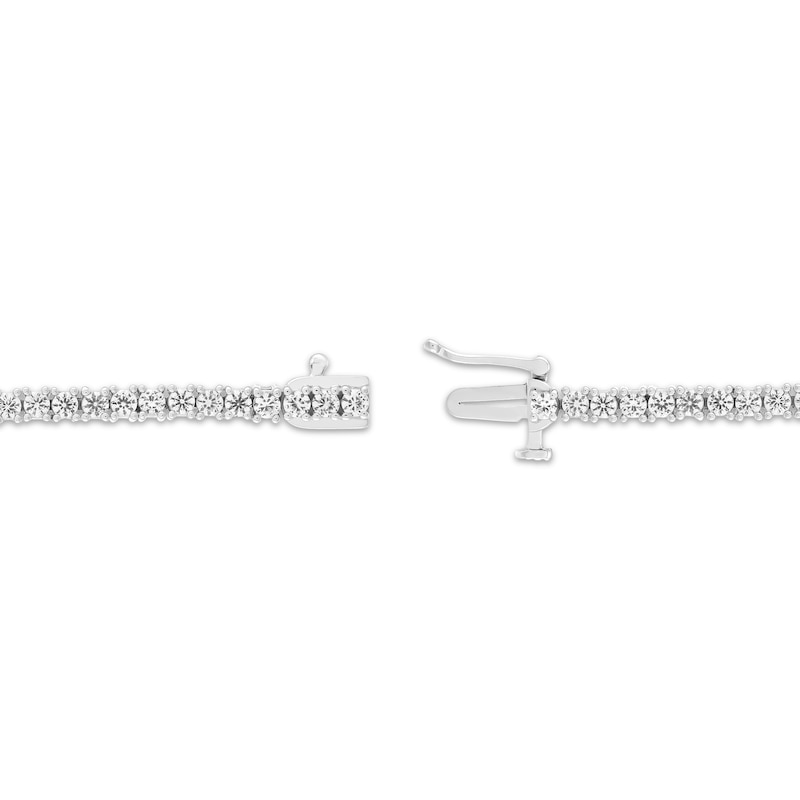 Main Image 2 of Emerald-Cut Swiss Blue Topaz & White Lab-Created Sapphire Necklace Sterling Silver 17.72&quot;