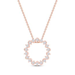 Diamond Squiggle Circle Necklace 1/3 ct tw 10K Rose Gold 18"