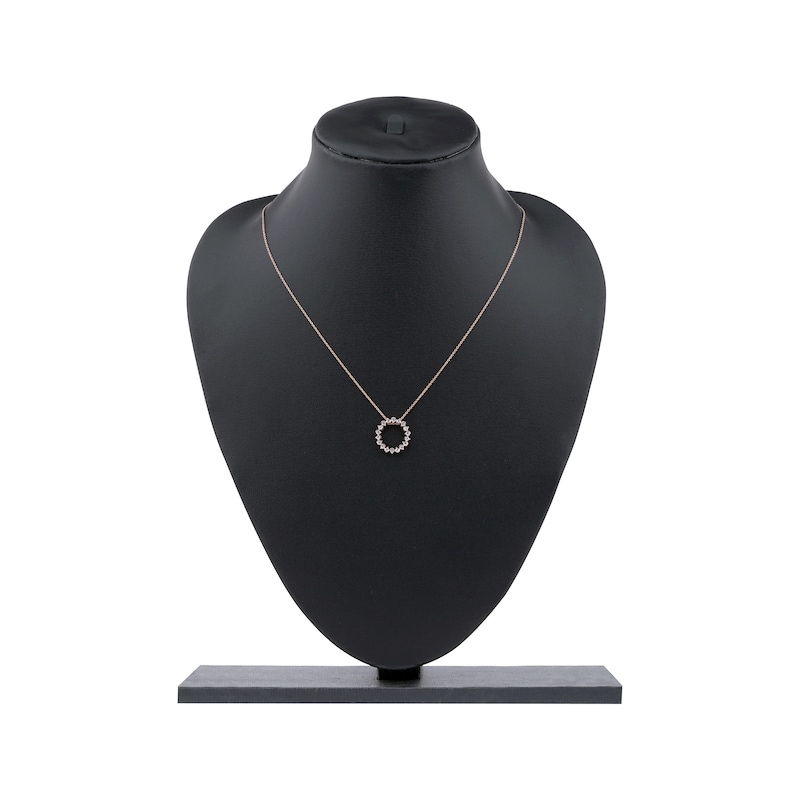 Main Image 5 of Diamond Squiggle Circle Necklace 1/3 ct tw 10K Rose Gold 18"