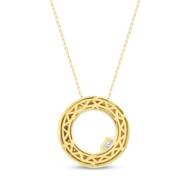 Main Image 3 of Pear-Shaped Diamond Two-Row Circle Necklace 1 ct tw 10K Yellow Gold 18&quot;