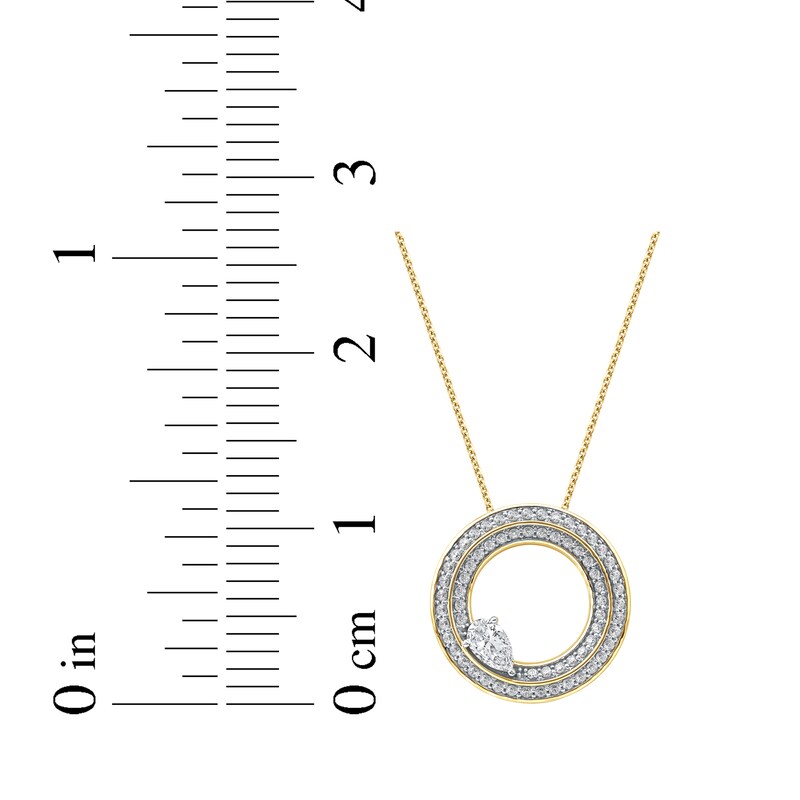 Main Image 5 of Pear-Shaped Diamond Two-Row Circle Necklace 1 ct tw 10K Yellow Gold 18&quot;