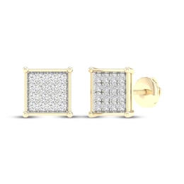 Men's Lab-Grown Diamond Square Stud Earrings 1 ct tw 10K Yellow Gold