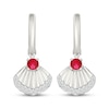 Thumbnail Image 2 of Lab-Created Ruby & White Lab-Created Sapphire Seashell Dangle Hoop Earrings Sterling Silver