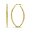 Thumbnail Image 3 of Italian Brilliance Diamond-Cut Oval Hoop Earrings 14K Yellow Gold 25mm