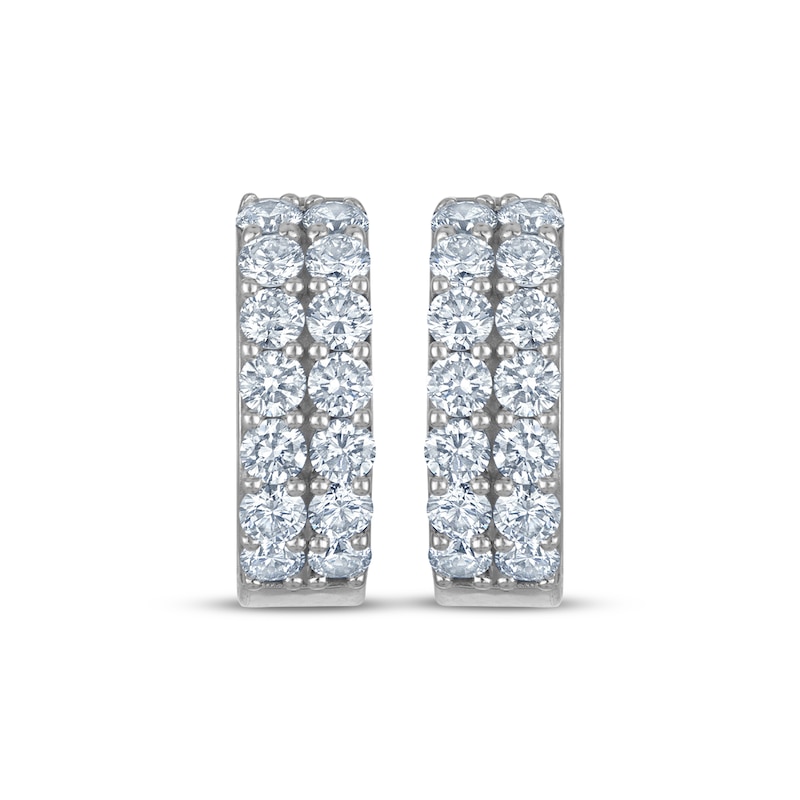 Main Image 2 of KAY Lab-Grown Diamonds Two-Row Pavé Huggie Hoop Earrings 1 ct tw 10K White Gold