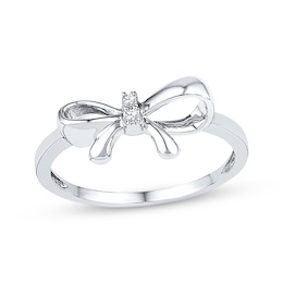 Diamond Accent Bow Ring Sterling Silver