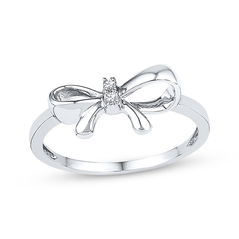 Main Image 1 of Diamond Accent Bow Ring Sterling Silver