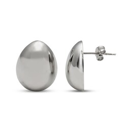 Domed Teardrop Stud Earrings Sterling Silver