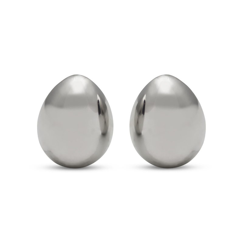 Main Image 2 of Domed Teardrop Stud Earrings Sterling Silver