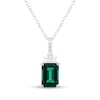 Thumbnail Image 1 of Emerald-Cut Lab-Created Emerald & White Lab-Created Sapphire Necklace Sterling Silver 18"