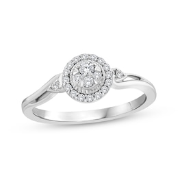 KAY Lab-Grown Diamonds Multi-Stone Circle Halo Promise Ring 1/5 ct tw Sterling Silver