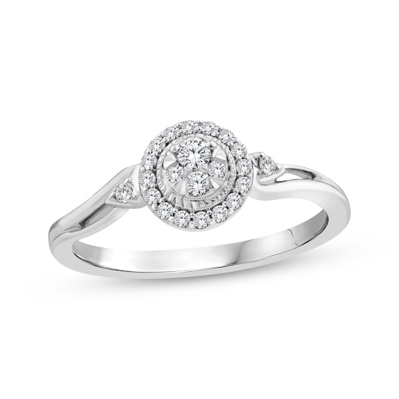 KAY Lab-Grown Diamonds Multi-Stone Circle Halo Promise Ring 1/5 ct tw Sterling Silver