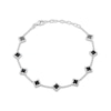 Thumbnail Image 1 of Clover-Shaped Black Onyx & White Lab-Created Sapphire Station Bracelet Sterling Silver 7.25"