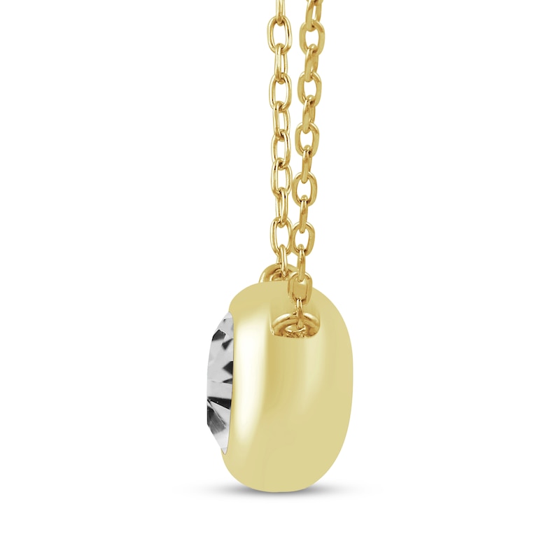 Main Image 2 of STUDIO BY KAY White Lab-Created Sapphire Bezel-Set Solitaire Necklace 24K Yellow Gold Vermeil Sterling Silver 18"
