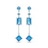 Thumbnail Image 2 of Square, Round & Emerald-Cut Swiss Blue Topaz Drop Earrings Sterling Silver