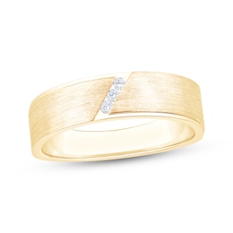 Now + Forever Lab-Grown Diamonds Men's Brushed Wedding Band 1/20 ct tw 14K Yellow Gold