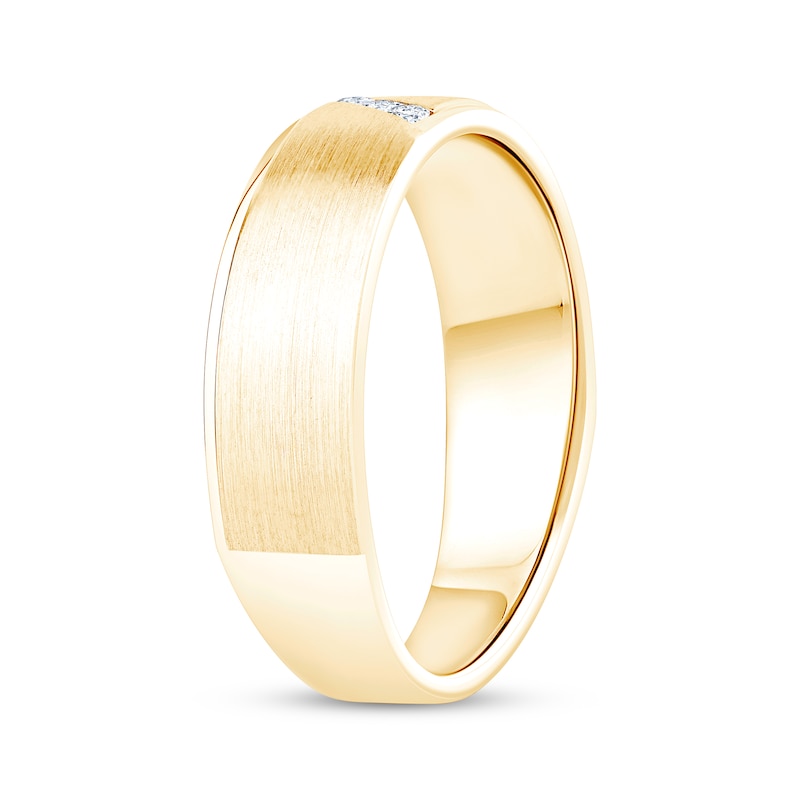 Main Image 2 of Now + Forever Lab-Grown Diamonds Men's Brushed Wedding Band 1/20 ct tw 14K Yellow Gold