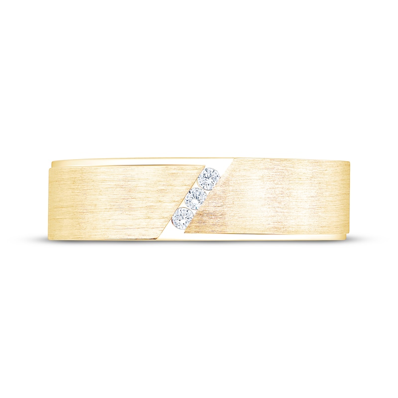 Main Image 3 of Now + Forever Lab-Grown Diamonds Men's Brushed Wedding Band 1/20 ct tw 14K Yellow Gold