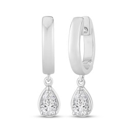 KAY Lab-Grown Diamonds Pear-Shaped Solitaire Dangle Hoop Earrings 1/2 ct tw 10K White Gold (F/SI2)