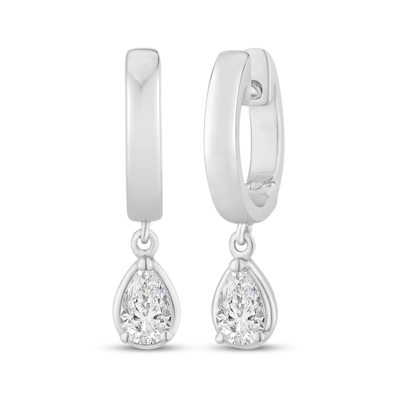 KAY Lab-Grown Diamonds Pear-Shaped Solitaire Dangle Hoop Earrings 1/2 ct tw 10K White Gold (F/SI2)