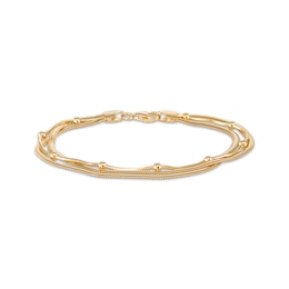 STUDIO BY KAY Layered Bead Bracelet 24K Yellow Gold Vermeil Sterling Silver 7.5"