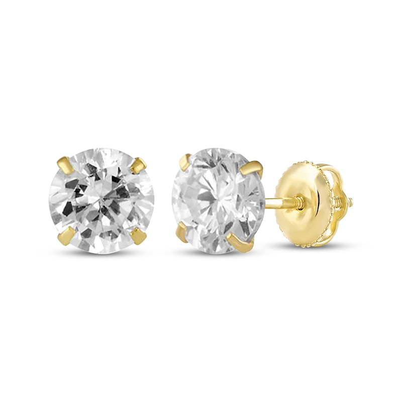 Main Image 3 of Children's Cubic Zirconia Solitaire Stud Earrings Gift Set 14K Yellow Gold