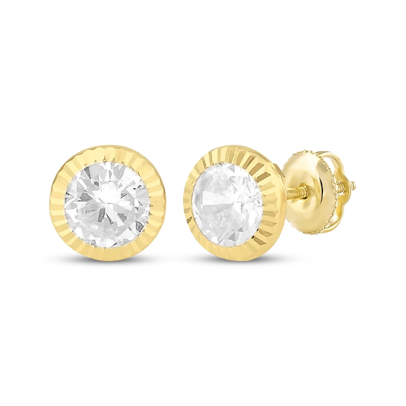 Main Image 4 of Children's Cubic Zirconia Solitaire Stud Earrings Gift Set 14K Yellow Gold