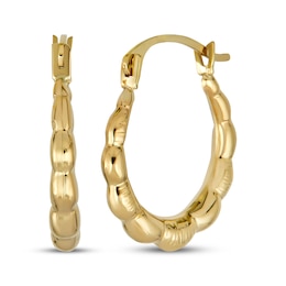 Scalloped Hoop Earrings 14K Yellow Gold