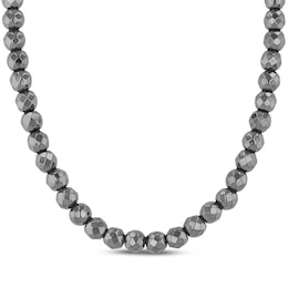 Men's Hematite Bead Necklace Stainless Steel 20"