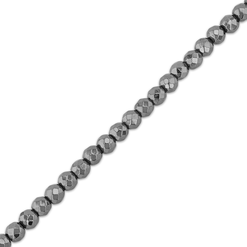 Main Image 2 of Men's Hematite Bead Necklace Stainless Steel 20"