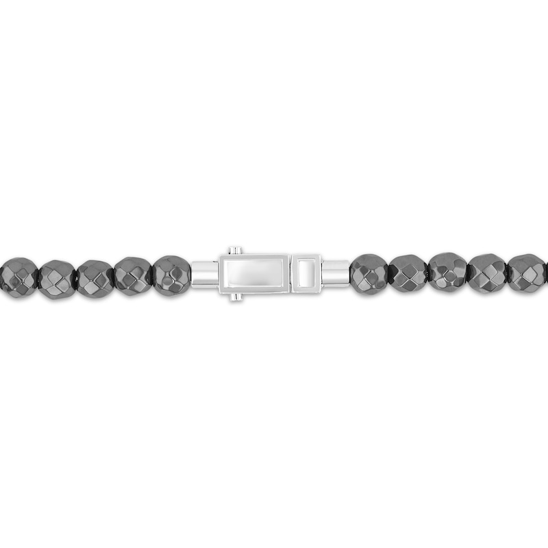 Main Image 3 of Men's Hematite Bead Necklace Stainless Steel 20"