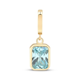 Charmed Memories Emerald-Cut Light Blue Cubic Zirconia Charm 10K Yellow Gold