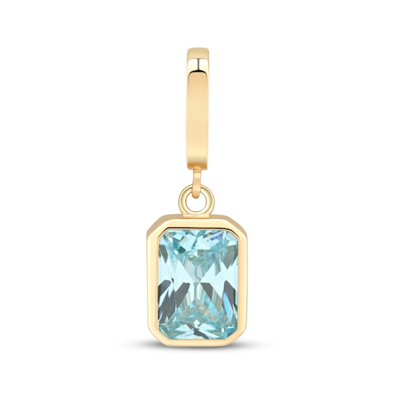 Charmed Memories Emerald-Cut Light Blue Cubic Zirconia Charm 10K Yellow Gold