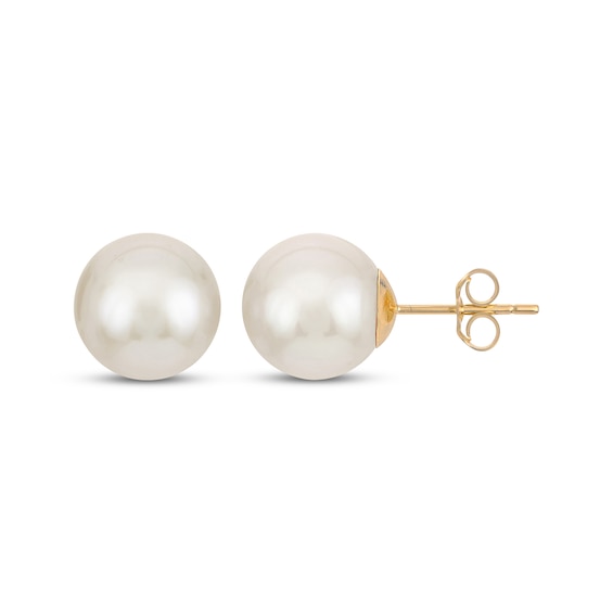 Cultured Pearl Stud Earrings 14K Yellow Gold