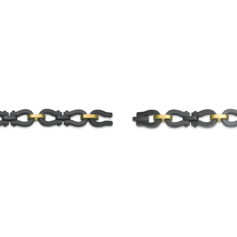 Main Image 3 of Men's Link Bracelet Black & Yellow Ion-Plated Stainless Steel 8.5"
