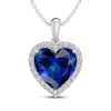 Thumbnail Image 1 of Heart-Shaped Blue Lab-Created Sapphire & White Lab-Created Sapphire Halo Necklace Sterling Silver 18"