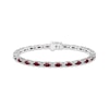 Thumbnail Image 1 of Oval-Cut Lab-Created Ruby & White Lab-Created Sapphire Link Bracelet Sterling Silver 7.25"