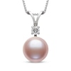 Thumbnail Image 2 of Pink Freshwater Cultured Pearl & White Lab-Created Sapphire Necklace & Earrings Set Sterling Silver