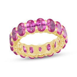 STUDIO BY KAY Oval-Cut Pink Lab-Created Sapphire Stackable Eternity Ring 24K Yellow Gold Vermeil Sterling Silver