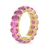 Thumbnail Image 2 of STUDIO BY KAY Oval-Cut Pink Lab-Created Sapphire Stackable Eternity Ring 24K Yellow Gold Vermeil Sterling Silver
