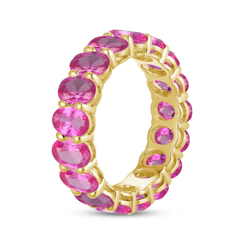 Main Image 2 of STUDIO BY KAY Oval-Cut Pink Lab-Created Sapphire Stackable Eternity Ring 24K Yellow Gold Vermeil Sterling Silver