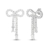Thumbnail Image 1 of Round & Baguette-Cut White Lab-Created Sapphire Bow Drop Earrings Sterling Silver