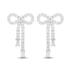 Thumbnail Image 2 of Round & Baguette-Cut White Lab-Created Sapphire Bow Drop Earrings Sterling Silver