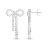 Thumbnail Image 3 of Round & Baguette-Cut White Lab-Created Sapphire Bow Drop Earrings Sterling Silver