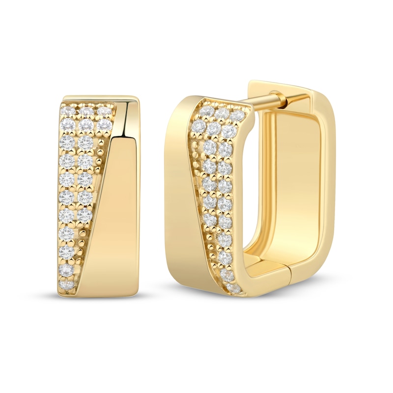 Main Image 1 of STUDIO BY KAY Angled Hoop Earrings 1/5 ct tw 24K Yellow Gold Vermeil Sterling Silver