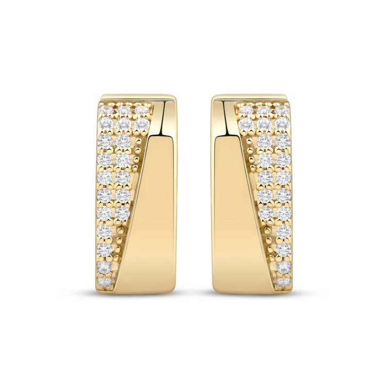 Main Image 2 of STUDIO BY KAY Angled Hoop Earrings 1/5 ct tw 24K Yellow Gold Vermeil Sterling Silver