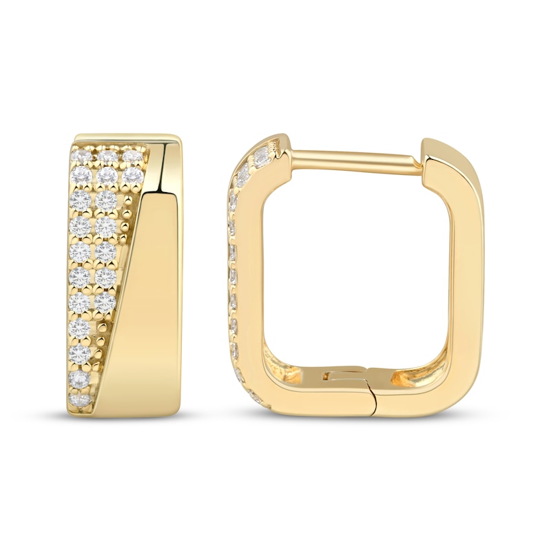 Main Image 3 of STUDIO BY KAY Angled Hoop Earrings 1/5 ct tw 24K Yellow Gold Vermeil Sterling Silver
